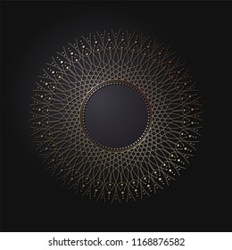 Decorative round frame for design with floral ornament. A template for printing postcards, invitations, books, for textiles, engraving, wooden furniture, forging. Vector.