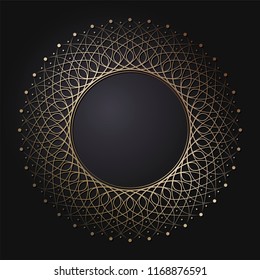 Decorative round frame for design with floral ornament. A template for printing postcards, invitations, books, for textiles, engraving, wooden furniture, forging. Vector.