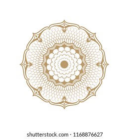 Decorative round frame for design with floral ornament. A template for printing postcards, invitations, books, for textiles, engraving, wooden furniture, forging. Vector.