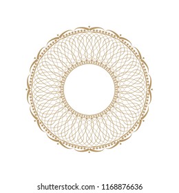 Decorative round frame for design with floral ornament. A template for printing postcards, invitations, books, for textiles, engraving, wooden furniture, forging. Vector.
