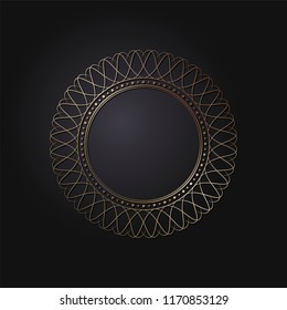 Decorative round frame for design with floral ornament. A template for printing postcards, invitations, books, for textiles, engraving, wooden furniture, forging. Vector.