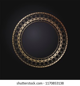 Decorative round frame for design with floral ornament. A template for printing postcards, invitations, books, for textiles, engraving, wooden furniture, forging. Vector.