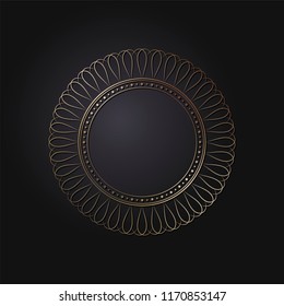 Decorative round frame for design with floral ornament. A template for printing postcards, invitations, books, for textiles, engraving, wooden furniture, forging. Vector.