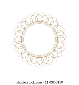 Decorative round frame for design with floral ornament. A template for printing postcards, invitations, books, for textiles, engraving, wooden furniture, forging. Vector.