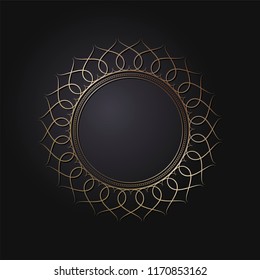 Decorative round frame for design with floral ornament. A template for printing postcards, invitations, books, for textiles, engraving, wooden furniture, forging. Vector.