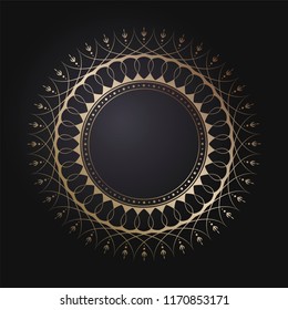 Decorative round frame for design with floral ornament. A template for printing postcards, invitations, books, for textiles, engraving, wooden furniture, forging. Vector.
