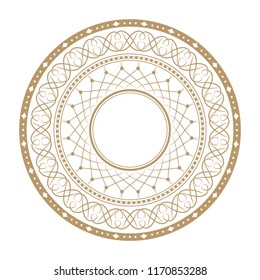 Decorative round frame for design with floral ornament. A template for printing postcards, invitations, books, for textiles, engraving, wooden furniture, forging. Vector.