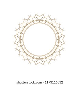 Decorative round frame for design with floral ornament. A template for printing postcards, invitations, books, for textiles, engraving, wooden furniture, forging. Vector.