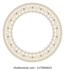 
Decorative round frame for design with floral ornament. A template for printing postcards, invitations, books, for textiles, engraving, wooden furniture, forging. Vector.

