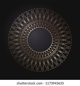 
Decorative round frame for design with floral ornament. A template for printing postcards, invitations, books, for textiles, engraving, wooden furniture, forging. Vector.
