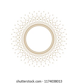 Decorative round frame for design with floral ornament. A template for printing postcards, invitations, books, for textiles, engraving, wooden furniture, forging. Vector.