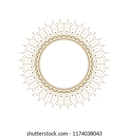 Decorative round frame for design with floral ornament. A template for printing postcards, invitations, books, for textiles, engraving, wooden furniture, forging. Vector.