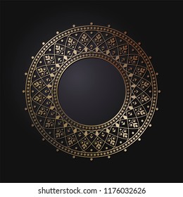 Decorative round frame for design with floral ornament. A template for printing postcards, invitations, books, for textiles, engraving, wooden furniture, forging. Vector.