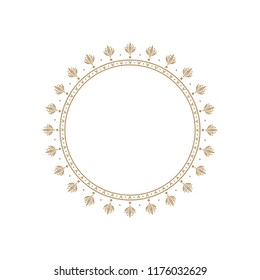Decorative round frame for design with floral ornament. A template for printing postcards, invitations, books, for textiles, engraving, wooden furniture, forging. Vector.