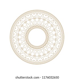 Decorative round frame for design with floral ornament. A template for printing postcards, invitations, books, for textiles, engraving, wooden furniture, forging. Vector.