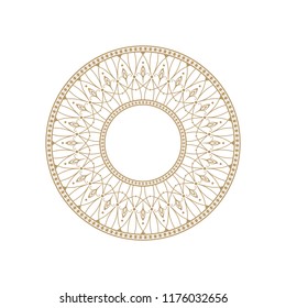 Decorative round frame for design with floral ornament. A template for printing postcards, invitations, books, for textiles, engraving, wooden furniture, forging. Vector.