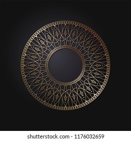 Decorative round frame for design with floral ornament. A template for printing postcards, invitations, books, for textiles, engraving, wooden furniture, forging. Vector.