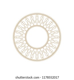 Decorative round frame for design with floral ornament. A template for printing postcards, invitations, books, for textiles, engraving, wooden furniture, forging. Vector.