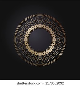 Decorative round frame for design with floral ornament. A template for printing postcards, invitations, books, for textiles, engraving, wooden furniture, forging. Vector.