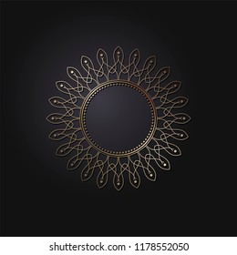 Decorative round frame for design with floral ornament. A template for printing postcards, invitations, books, for textiles, engraving, wooden furniture, forging. Vector.