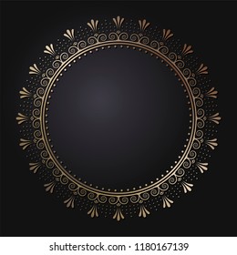 Decorative round frame for design with floral ornament. A template for printing postcards, invitations, books, for textiles, engraving, wooden furniture, forging. Vector.

