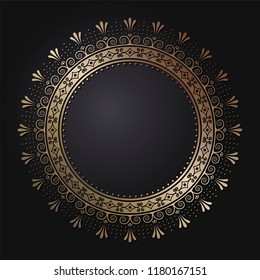 Decorative round frame for design with floral ornament. A template for printing postcards, invitations, books, for textiles, engraving, wooden furniture, forging. Vector.
