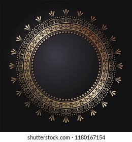 Decorative round frame for design with floral ornament. A template for printing postcards, invitations, books, for textiles, engraving, wooden furniture, forging. Vector.
