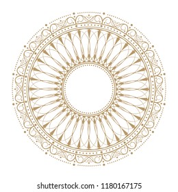 Decorative round frame for design with floral ornament. A template for printing postcards, invitations, books, for textiles, engraving, wooden furniture, forging. Vector.
