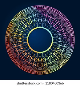 Decorative round frame for design with floral ornament. A template for printing postcards, invitations, books, for textiles. Vector.