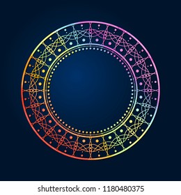 Decorative round frame for design with floral ornament. A template for printing postcards, invitations, books, for textiles. Vector.