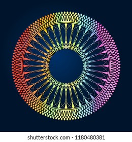 Decorative round frame for design with floral ornament. A template for printing postcards, invitations, books, for textiles. Vector.
