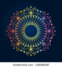 Decorative round frame for design with floral ornament. A template for printing postcards, invitations, books, for textiles. Vector.