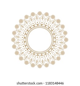 Decorative round frame for design with floral ornament. A template for printing postcards, invitations, books, for textiles, engraving, wooden furniture, forging. Vector.
