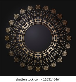Decorative round frame for design with floral ornament. A template for printing postcards, invitations, books, for textiles, engraving, wooden furniture, forging. Vector.
