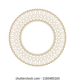 
Decorative round frame for design with floral ornament. A template for printing postcards, invitations, books, for textiles, engraving, wooden furniture, forging. Vector.
