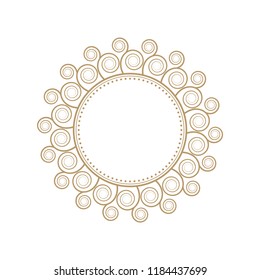Decorative round frame for design with floral ornament. A template for printing postcards, invitations, books, for textiles, engraving, wooden furniture, forging. Vector.