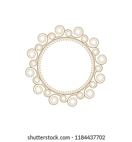 Decorative round frame for design with floral ornament. A template for printing postcards, invitations, books, for textiles, engraving, wooden furniture, forging. Vector.