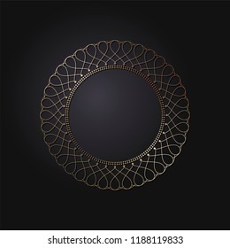 Decorative round frame for design with floral ornament. A template for printing postcards, invitations, books, for textiles, engraving, wooden furniture, forging. Vector.