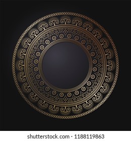 Decorative round frame for design with floral ornament. A template for printing postcards, invitations, books, for textiles, engraving, wooden furniture, forging. Vector.