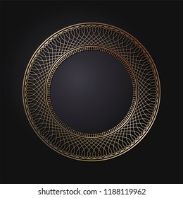 Decorative round frame for design with floral ornament. A template for printing postcards, invitations, books, for textiles, engraving, wooden furniture, forging. Vector.