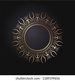 
Decorative round frame for design with floral ornament. Circle frame. A template for printing postcards, invitations, books, for textiles, engraving, wooden furniture, forging. Vector.
