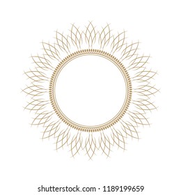 
Decorative round frame for design with floral ornament. Circle frame. A template for printing postcards, invitations, books, for textiles, engraving, wooden furniture, forging. Vector.

