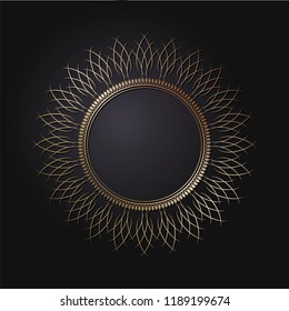 
Decorative round frame for design with floral ornament. Circle frame. A template for printing postcards, invitations, books, for textiles, engraving, wooden furniture, forging. Vector.
