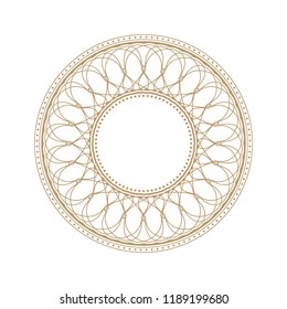 
Decorative round frame for design with floral ornament. Circle frame. A template for printing postcards, invitations, books, for textiles, engraving, wooden furniture, forging. Vector.
