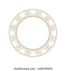 
Decorative round frame for design with floral ornament. Circle frame. A template for printing postcards, invitations, books, for textiles, engraving, wooden furniture, forging. Vector.
