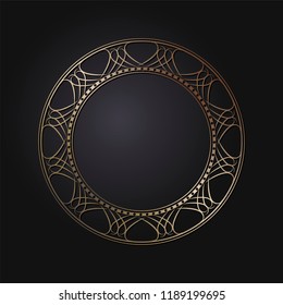 
Decorative round frame for design with floral ornament. Circle frame. A template for printing postcards, invitations, books, for textiles, engraving, wooden furniture, forging. Vector.
