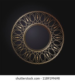 
Decorative round frame for design with floral ornament. Circle frame. A template for printing postcards, invitations, books, for textiles, engraving, wooden furniture, forging. Vector.
