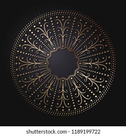 
Decorative round frame for design with floral ornament. Circle frame. A template for printing postcards, invitations, books, for textiles, engraving, wooden furniture, forging. Vector.
