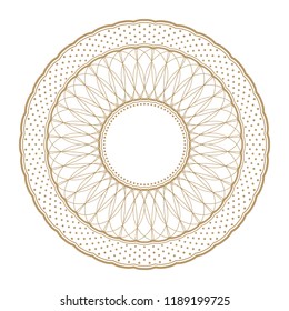 
Decorative round frame for design with floral ornament. Circle frame. A template for printing postcards, invitations, books, for textiles, engraving, wooden furniture, forging. Vector.
