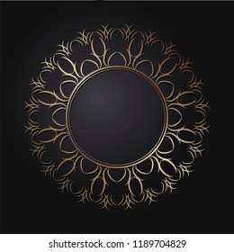 Decorative round frame for design with floral ornament. Circle frame. A template for printing postcards, invitations, books, for textiles, engraving, wooden furniture, forging. Vector.